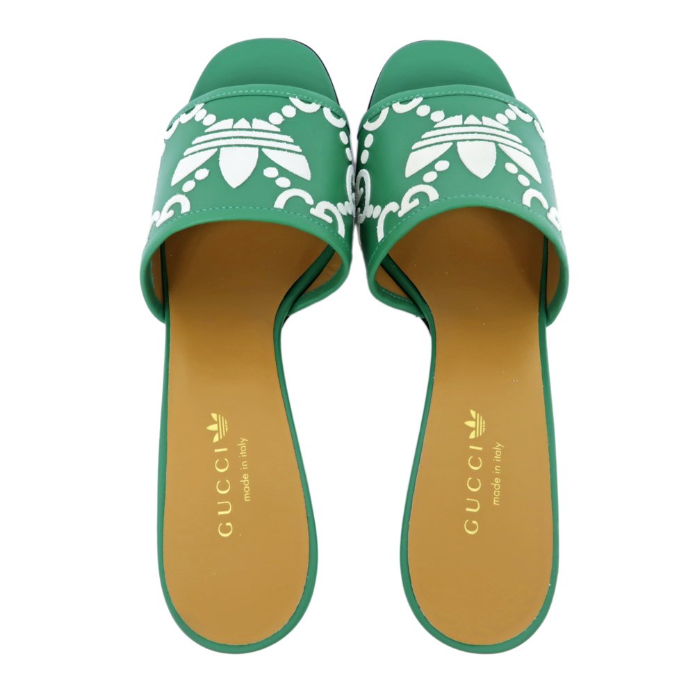 名東】【GUCCI】グッチ アディダス コラボ サンダル グリーン ホワイト