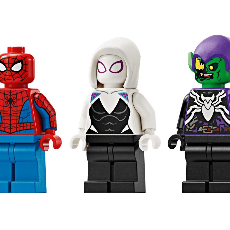 スパイダーマンのレースカーとヴェノム化したグリーンゴブリンの対決