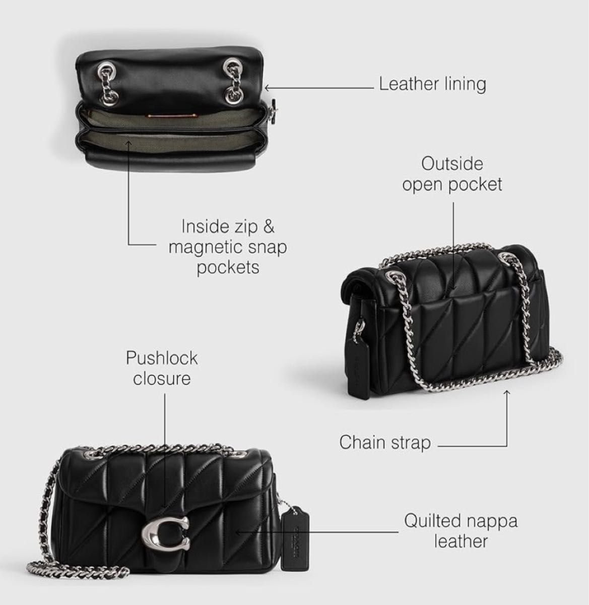 新品】COACH タビー ショルダー バッグ 26・キルティング シルバー金具