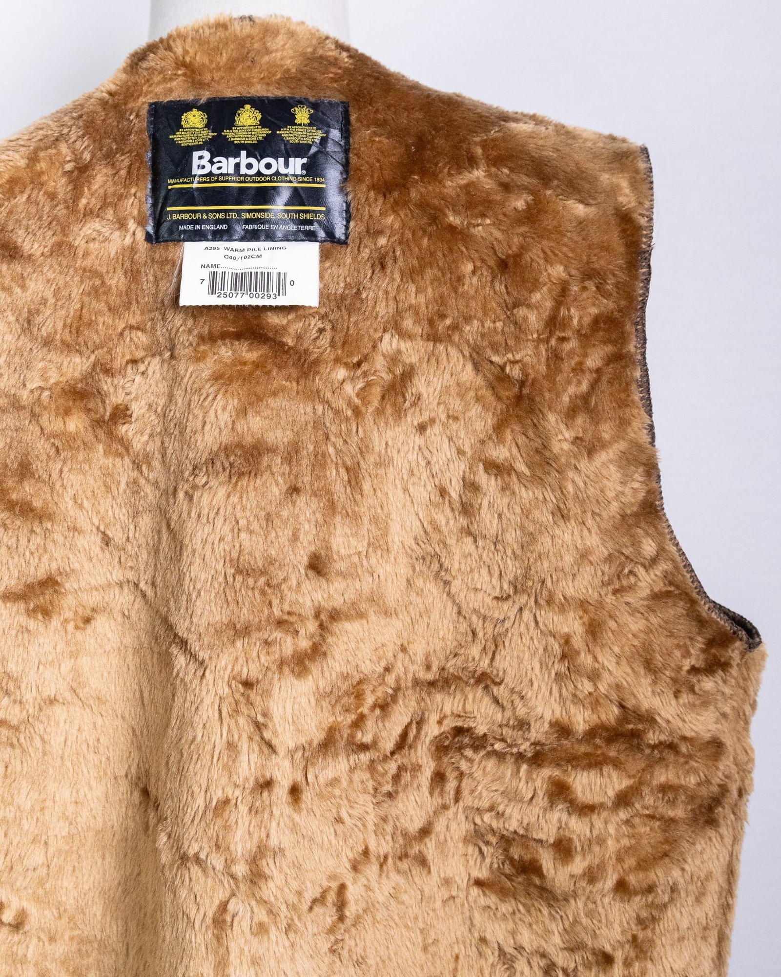 A295】Barbour 3warrant Pile Linner Vest 