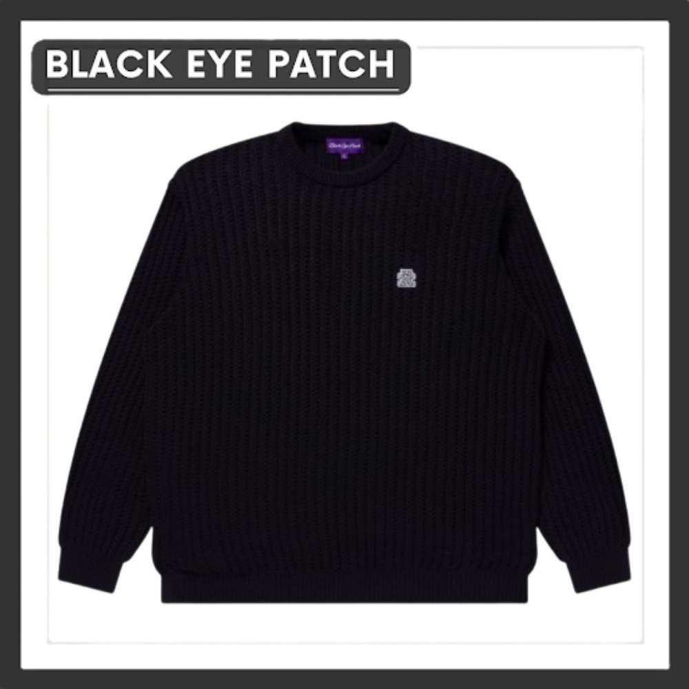 完売必至□Black Eye Patch□OG LABEL WAFFLE KNITTED CREW