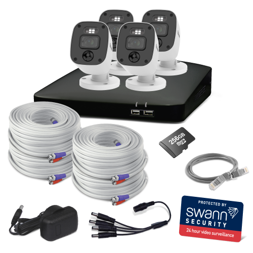Home 4 Camera 8 Channel 2K DVR 256GB SD Card Security System with Mic