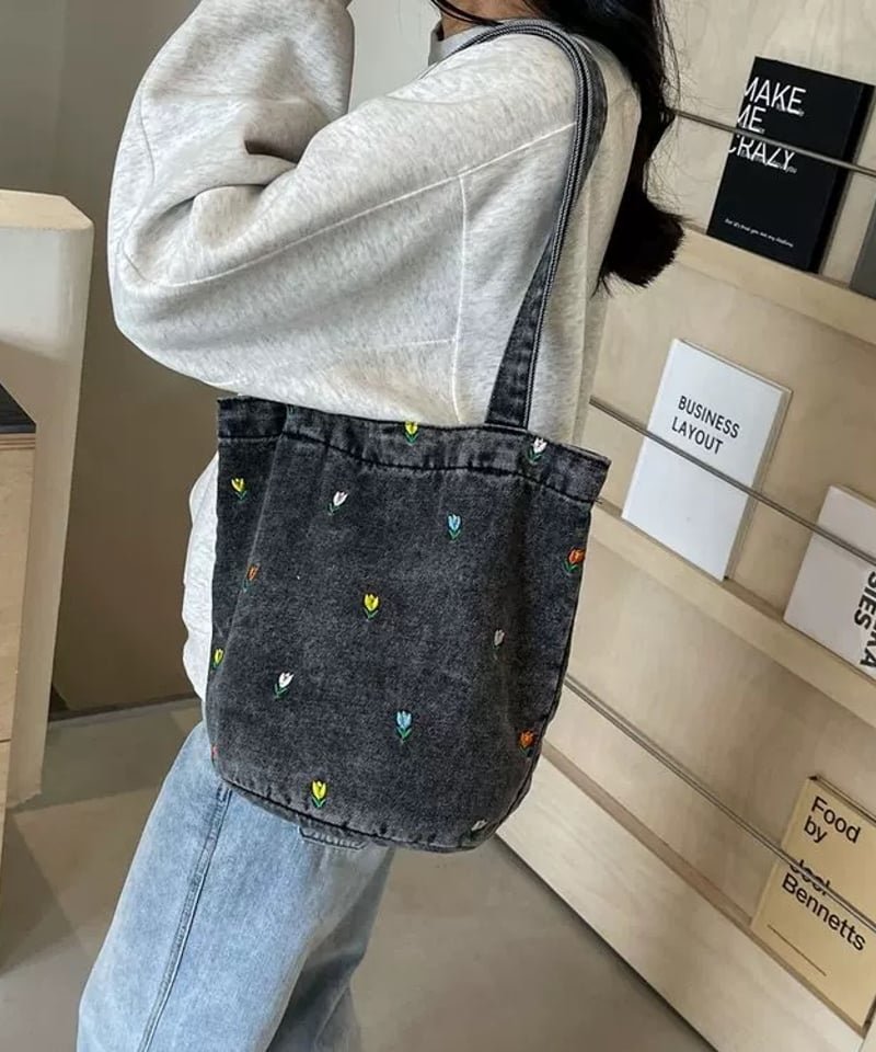 予約販売】フラワー刺繍デニムトートバッグ | KISHIKA