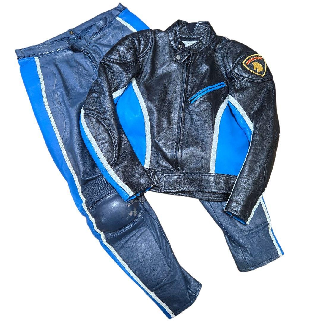 希少Lサイズ MOTOPLUS レーシングジャケット&パンツ レザーセットアップ セール】【13】PUレザー A-2タイプ 2WAYジャケット（ミリタリー