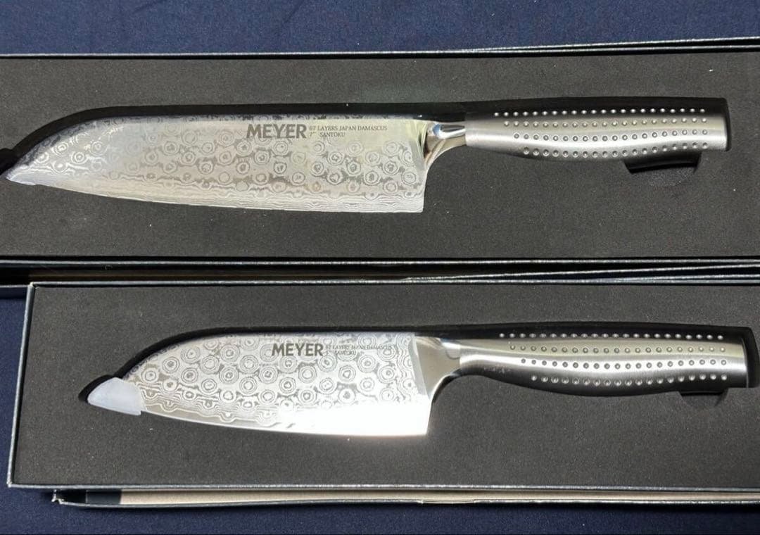 MEYER マイヤー／三徳包丁 ダマスカス鋼 18cm・13cm 2本セット 楽天市場】特典付き！ マイヤー 【 ダマスカス 三徳包丁 】 MEYER