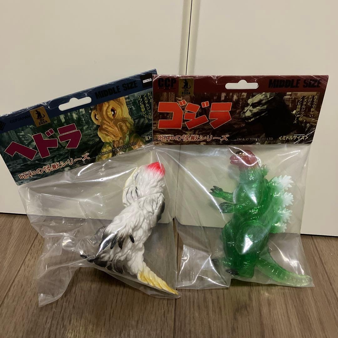 CCP ゴジラ (1995) 獅子舞 Ver.クリア　ヘドラ　牡丹鶴　正月セット ALLラメ成形仕様の歴代ゴジラやガイガン、ヘドラのソフビフィギュアが