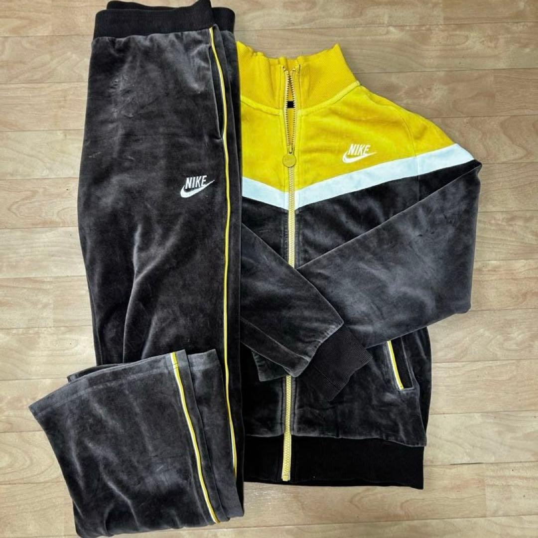 値下げ！00s Nike ベロア フレアパンツ　セットアップ 新品 国内正規品 NIKE CLUB VELOUR JKT PANT上下セット セットアップ L