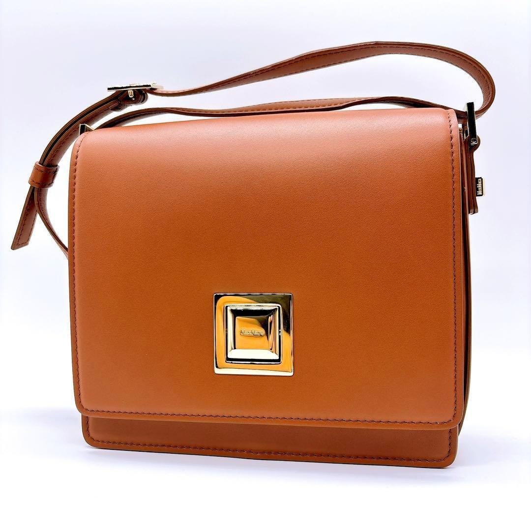 【定価18万円✨】マックスマーラ カーフレザー ショルダーバッグ スクエア 美品 ホイットニー] カーフレザー ラージ バッグ 7, black | Max Mara